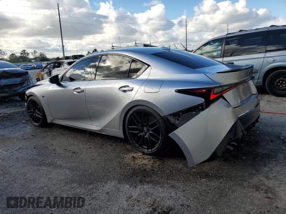 2023 Lexus IS with VIN JTHAP1D28P5004830, listed as a Copart auction lot 46815625 with 12,214 mi miles and Salvage Title. Bid and sale history available at carsss.com. Image 2.