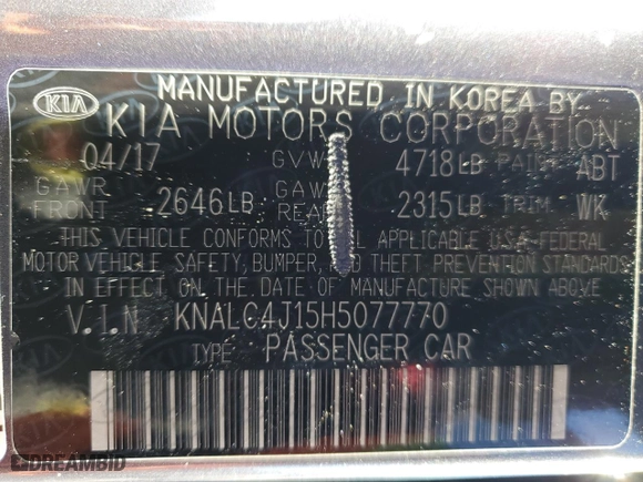 2017 Kia Cadenza Technology with VIN KNALC4J15H5077770, listed as a Copart auction lot 79925594 with 148,044 mi miles and Salvage Title. Bid and sale history available at carsss.com. Image 13.