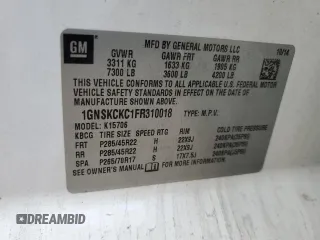 2015 Chevrolet Tahoe LTZ with VIN 1GNSKCKC1FR310018, listed as a Copart auction lot 71798454 with 244,179 mi miles and Salvage title. Bid and sale history available at DreamBid. Image 16.