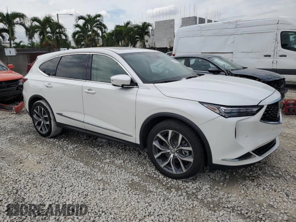 2022 Acura MDX w/Technology Package with VIN 5J8YE1H48NL045633, listed as a Copart auction lot 76291404 with 30,250 mi miles and Salvage Title. Bid and sale history available at carsss.com. Image 4.