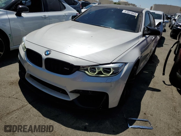 2016 BMW M3 with VIN WBS8M9C54G5E68485, listed as a Copart auction lot 61031043 with 77,625 mi miles. Bid and sale history available at carsss.com. Image 1.