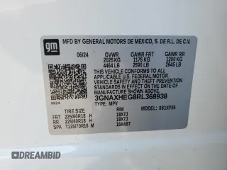 2024 Chevrolet Equinox LS with VIN 3GNAXHEG8RL368938, listed as a Copart auction lot 51263085 with 7,319 mi miles and Salvage Title. Bid and sale history available at DreamBid. Image 15.