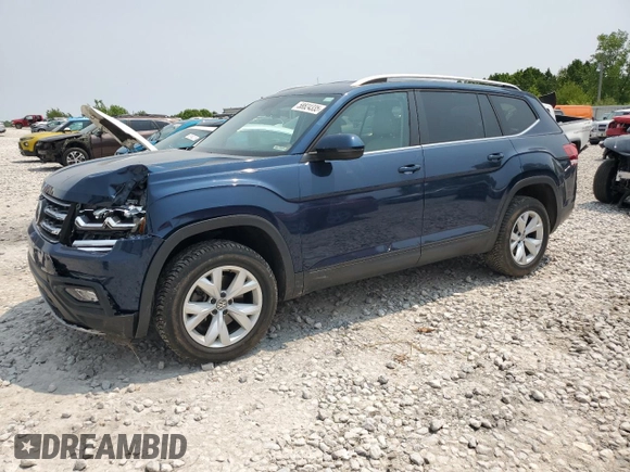 2019 Volkswagen Atlas SE z VIN 1V2DR2CA0KC551357, wystawiony jako Copart lot #58824335 z przebiegiem 84 011 mil mil oraz Czysty tytuł • Clean title. Historia ofert i sprzedaży dostępna na DreamBid. Obrazek 1.