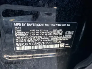 2022 BMW X1 sDrive28i with VIN WBXJG7C03N5V16273, listed as a Copart auction lot 83842324 with 19,303 mi miles and Salvage Title. Bid and sale history available at carsss.com. Image 13.
