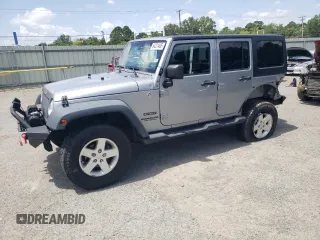 2014 Jeep Wrangler Unlimited Sport with VIN 1C4BJWDG1EL106706, listed as a Copart auction lot 64221405 with 144,527 mi miles and Salvage title. Bid and sale history available at DreamBid. Image 1.