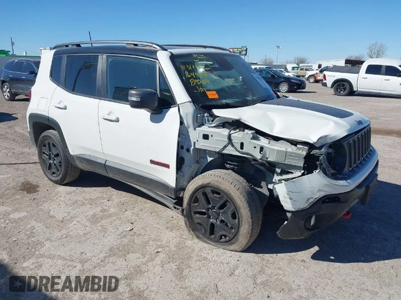 2018 Jeep Renegade Trailhawk with VIN ZACCJBCB1JPH28490, listed as a IAAI auction lot 41406910 with 76,003 mi miles. Bid and sale history available at carsss.com. Image 1.