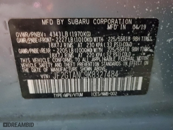 2019 Subaru Crosstrek Limited with VIN JF2GTANC9K8327484, listed as a Copart auction lot 42134865 with 124,529 mi miles and Salvage Title. Bid and sale history available at carsss.com. Image 13.