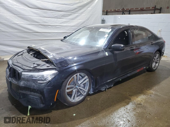 2019 BMW 7 Series 740i xDrive with VIN WBA7E4C58KGV70026, listed as a Copart auction lot 59465615 with Not provided miles and Salvage title. Bid and sale history available at DreamBid. Image 1.