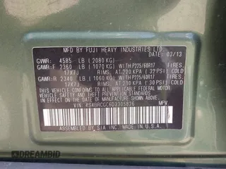2013 Subaru Outback Premium с VIN 4S4BRCGC6D3305826, выставлен на аукционе IAAI как лот 42369501 с пробегом 195 377 миль миль и . История ставок и продаж доступна на DreamBid. Изображение 9.