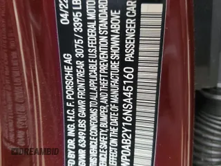 2022 Porsche Taycan 4S with VIN WP0AB2Y16NSA45160, listed as a Copart auction lot 55658565 with 30,165 mi miles and Salvage Title. Bid and sale history available at DreamBid. Image 12.