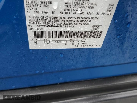 2022 Ford Maverick XL z VIN 3FTTW8F99NRA33702, wystawiony jako Copart lot #51581785 z przebiegiem 27 623 mil mil oraz Szkody całkowita. Historia ofert i sprzedaży dostępna na DreamBid. Obrazek 12.
