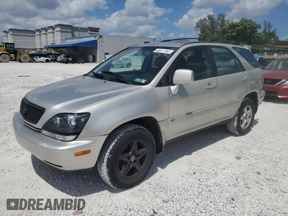 2001 Lexus RX 300 with VIN JTJHF10U910208161, listed as a Copart auction lot 53877765 with 213,286 mi miles and Salvage Title. Bid and sale history available at carsss.com. Image 1.
