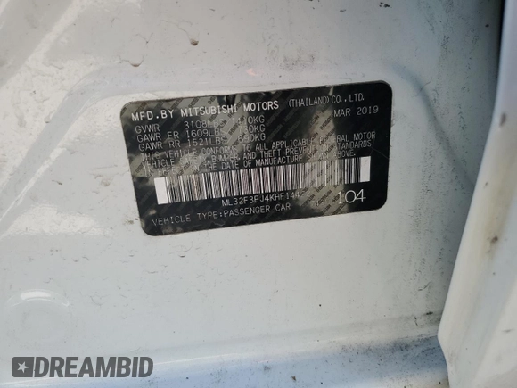 2019 Mitsubishi Mirage G4 ES with VIN ML32F3FJ4KHF14422, listed as a Copart auction lot 47749204 with 122,336 mi miles and Salvage Title. Bid and sale history available at carsss.com. Image 12.