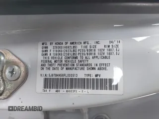 2015 Acura RDX Tech Pkg with VIN 5J8TB4H56FL000513, listed as a IAAI auction lot 41283811 with 167,324 mi miles. Bid and sale history available at carsss.com. Image 9.