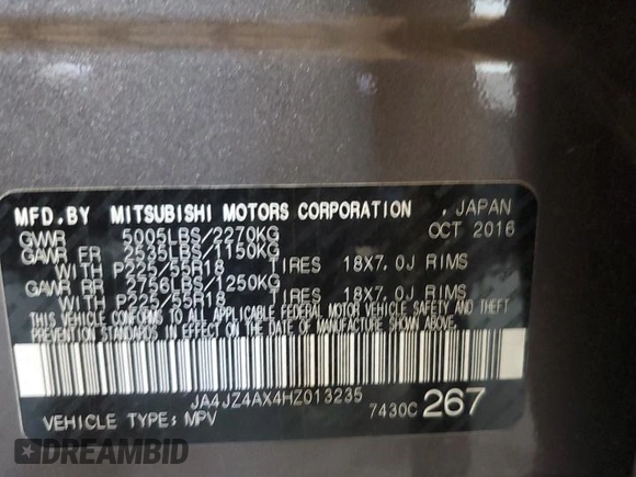 2017 Mitsubishi Outlander GT z VIN JA4JZ4AX4HZ013235, wystawiony jako Copart lot #74299434 z przebiegiem 103 738 mil mil oraz Szkoda całkowita • Salvage title. Historia ofert i sprzedaży dostępna na DreamBid. Obrazek 15.