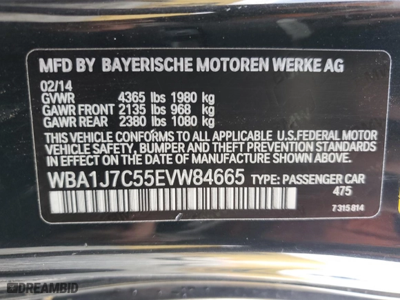 2014 BMW 2 Series M235i with VIN WBA1J7C55EVW84665, listed as a Copart auction lot 44257115 with 111,461 mi miles and Salvage Title. Bid and sale history available at carsss.com. Image 12.