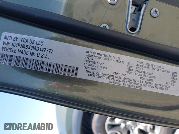 2021 Jeep Cherokee Trailhawk с VIN 1C4PJMBX9MD142777, выставлен на аукционе IAAI как лот 42363454 с пробегом 47 004 миль миль и . История ставок и продаж доступна на DreamBid. Изображение 9.