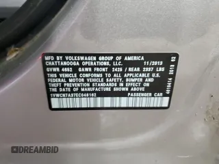 2014 Volkswagen Passat SEL Premium z VIN 1VWCN7A37EC048162, wystawiony jako Copart lot #55351735 z przebiegiem 110 549 mil mil oraz Czysty tytuł • Clean title. Historia ofert i sprzedaży dostępna na DreamBid. Obrazek 12.