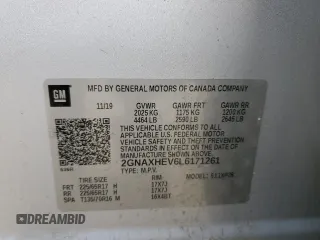 2020 Chevrolet Equinox LS z VIN 2GNAXHEV6L6171261, wystawiony jako Copart lot #49866745 z przebiegiem 218 045 mil mil oraz Szkoda całkowita • Salvage title. Historia ofert i sprzedaży dostępna na DreamBid. Obrazek 15.