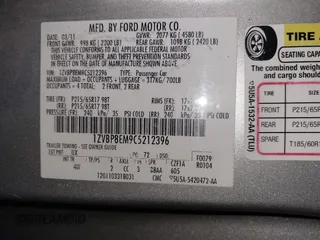 2012 Ford Mustang V6 with VIN 1ZVBP8EM9C5212396, listed as a IAAI auction lot 41398592 with 91,024 mi miles and . Bid and sale history available at carsss.com. Image 9.