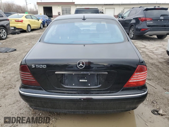 2003 Mercedes-Benz S-Class 5.0L with VIN WDBNG75JX3A326428, listed as a Copart auction lot 48180135 with 0 mi miles and Salvage Title. Bid and sale history available at carsss.com. Image 6.