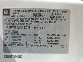 2007 Chevrolet Suburban LT with VIN 3GNFC16097G300308, listed as a Copart auction lot 84014154 with 168,618 mi miles and Salvage title. Bid and sale history available at DreamBid. Image 13.