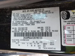2012 Ford Fusion SEL with VIN 3FAHP0JA1CR190133, listed as a IAAI auction lot 41209277 with 194,871 mi miles. Bid and sale history available at carsss.com. Image 9.