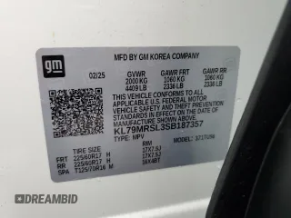 2025 Chevrolet TrailBlazer LT with VIN KL79MRSL3SB187357, listed as a Copart auction lot 55423795 with 2,430 mi miles and Clean Title. Bid and sale history available at DreamBid. Image 13.