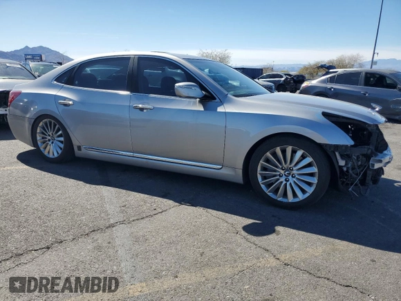 2014 Hyundai Equus Signature with VIN KMHGH4JHXEU076582, listed as a Copart auction lot 47231705 with 46,347 mi miles and Salvage Title. Bid and sale history available at DreamBid. Image 4.