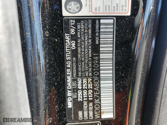 2013 Mercedes-Benz SL-Class SL 63 AMG with VIN WDDJK7EA8DF010941, listed as a Copart auction lot 84405294 with 11,145 mi miles and Salvage Title. Bid and sale history available at carsss.com. Image 12.