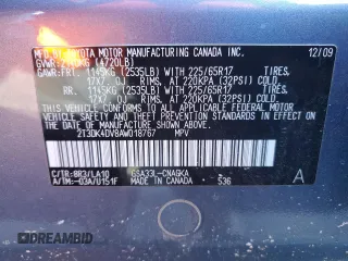 2010 Toyota RAV4 Ltd with VIN 2T3DK4DV8AW018767, listed as a Copart auction lot 43437065 with 97,358 mi miles and Salvage Title. Bid and sale history available at carsss.com. Image 13.