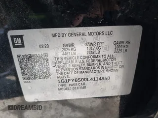 2020 Chevrolet Bolt EV LT with VIN 1G1FY6S00L4114850, listed as a IAAI auction lot 42818965 with 82,114 mi miles and . Bid and sale history available at DreamBid. Image 9.