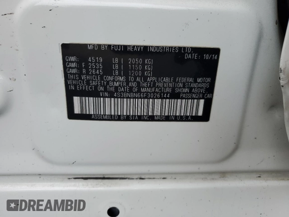 2015 Subaru Legacy 2.5i Limited with VIN 4S3BNBN66F3026144, listed as a Copart auction lot 51088345 with 97,575 mi miles and Salvage Title. Bid and sale history available at carsss.com. Image 13.