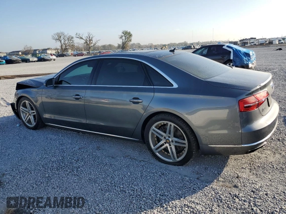 2015 Audi A8 L 4.0T with VIN WAU32AFD4FN041442, listed as a Copart auction lot 43708295 with 132,579 mi miles and Salvage Title. Bid and sale history available at carsss.com. Image 2.
