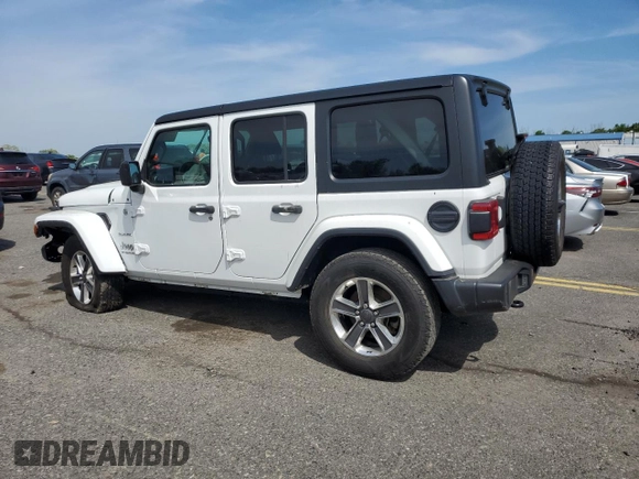 2021 Jeep Wrangler Unlimited Sahara with VIN 1C4HJXEG4MW550691, listed as a Copart auction lot 55654035 with Not provided miles and Salvage title. Bid and sale history available at DreamBid. Image 2.