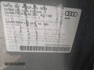 2013 Audi Q5 Premium Plus z VIN WA1LFAFP7DA099996, wystawiony jako IAAI lot #42495065 z przebiegiem Nie podano mil oraz . Historia ofert i sprzedaży dostępna na DreamBid. Obrazek 9.