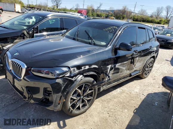 2022 BMW X3 xDrive30i with VIN 5UX53DP06N9M96658, listed as a Copart auction lot 48069574 with Not Provided miles and Salvage Title. Bid and sale history available at DreamBid. Image 1.