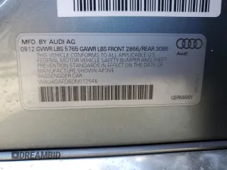 2013 Audi A8 3.0L with VIN WAUAGAFD6DN012546, listed as a Copart auction lot 82210024 with 121,004 mi miles and Clean title. Bid and sale history available at DreamBid. Image 13.