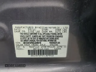 2012 Nissan Versa SL with VIN 3N1CN7AP5CL829210, listed as a Copart auction lot 59029455 with 104,245 mi miles and Salvage title. Bid and sale history available at DreamBid. Image 12.