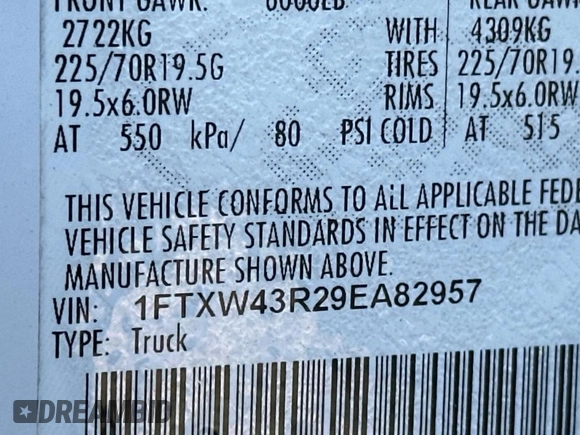 2009 Ford Super Duty F-450 DRW XL with VIN 1FTXW43R29EA82957, listed as a Copart auction lot 43189425 with 138,847 mi miles and Clean Title. Bid and sale history available at carsss.com. Image 10.