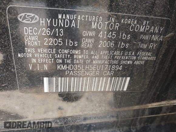 2014 Hyundai Elantra GT with VIN KMHD35LH5EU171894, listed as a IAAI auction lot 42123853 with 97,541 mi miles. Bid and sale history available at carsss.com. Image 9.