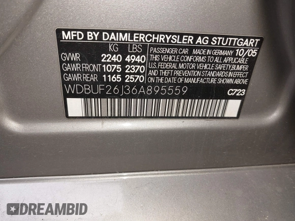 2006 Mercedes-Benz E 320 CDI with VIN WDBUF26J36A895559, listed as a IAAI auction lot 41742132 with 197,606 mi miles and . Bid and sale history available at DreamBid. Image 9.