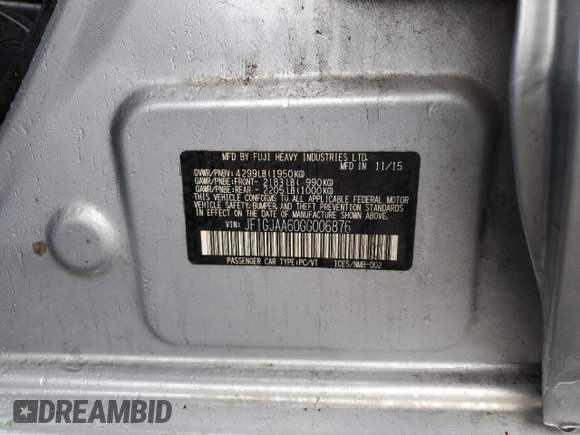 2016 Subaru Impreza z VIN JF1GJAA60GG006876, wystawiony jako Copart lot #79956994 z przebiegiem 118 240 mil mil oraz Szkoda całkowita • Salvage title. Historia ofert i sprzedaży dostępna na DreamBid. Obrazek 12.