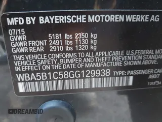 2016 BMW 5 Series 535i with VIN WBA5B1C58GG129938, listed as a IAAI auction lot 41492467 with 57,236 mi miles and . Bid and sale history available at DreamBid. Image 9.