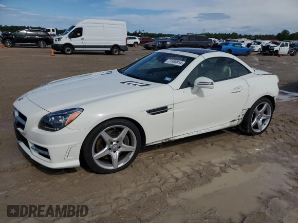 2012 Mercedes-Benz SLK-Class SLK 350 with VIN WDDPK5HAXCF041763, listed as a Copart auction lot 77385814 with 34,950 mi miles and Salvage Title. Bid and sale history available at carsss.com. Image 1.