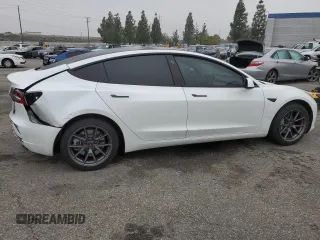 2023 Tesla Model 3 with VIN 5YJ3E1EA3PF572763, listed as a Copart auction lot 43846255 with 0 mi miles and Salvage Title. Bid and sale history available at carsss.com. Image 3.