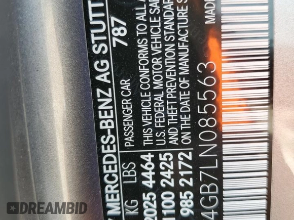 2020 Mercedes-Benz CLA 250 with VIN W1K5J4GB7LN085563, listed as a Copart auction lot 45048894 with 55,297 mi miles and . Bid and sale history available at DreamBid. Image 13.