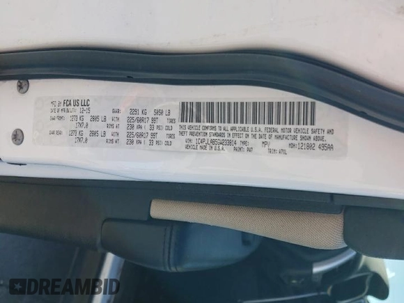 2016 Jeep Cherokee Sport с VIN 1C4PJLAB5GW233814, выставлен на аукционе Copart как лот 47597045 с пробегом 72 605 миль миль и Списание • Salvage title. История ставок и продаж доступна на DreamBid. Изображение 14.