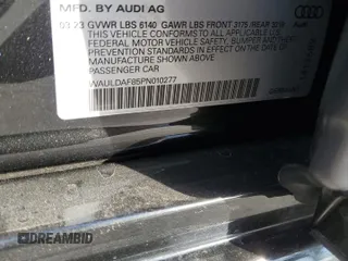 2023 Audi A8 with VIN WAULDAF85PN010277, listed as a Copart auction lot 74598694 with 12,497 mi miles and Salvage Title. Bid and sale history available at carsss.com. Image 14.