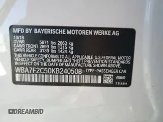 2019 BMW 7 Series 750i xDrive с VIN WBA7F2C50KB240508, выставлен на аукционе Copart как лот 80551464 с пробегом 51 271 миль миль и Списание • Salvage title. История ставок и продаж доступна на DreamBid. Изображение 15.